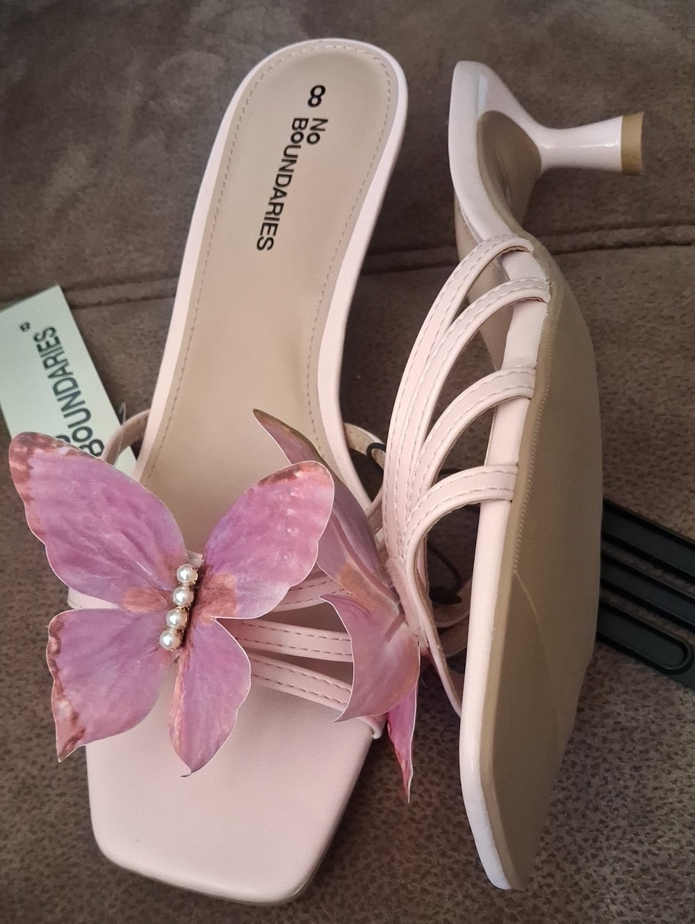 No Boundaries Pink Butterfly Slide Mule Sandals Size 8